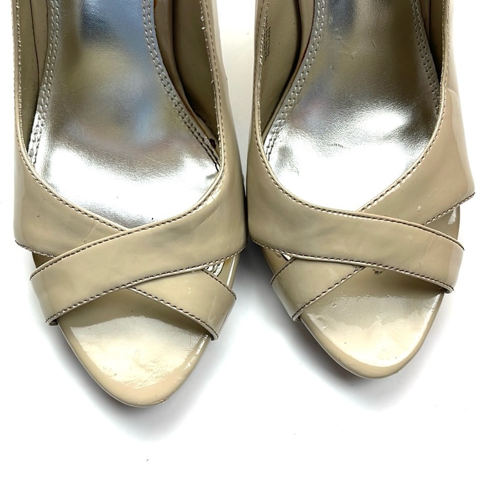 WHBM TAN OPEN TOE SLING BACK HEELS - Picture 4 of 10